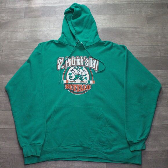 Vintage Hanes Ultimate Cotton St Patrick's Day Buffalo, NY Hoodie Size L - Picture 2 of 5